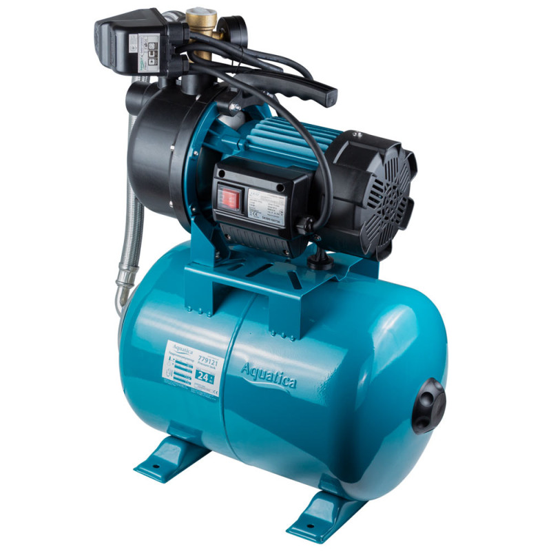 AquaticaLEO Станция 1.0кВт Hmax 44м Qmax 73л/мин пластик (самовсасывающий насос) 24л Украина EKJ-1002PA5/UA (775308/24)