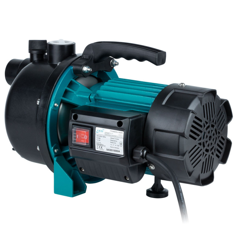 Leo Насос центробежный самовсасывающий 1.2КВт Hmax 48м Qmax 80л/мин пластик EKJ-1202P (775309)