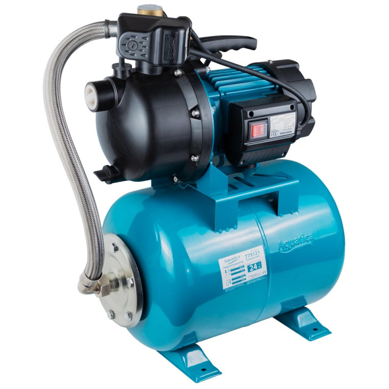 AquaticaLEO Станция 1.2КВт Hmax 48м Qmax 80л/мин пластик (самовсасывающий насос) 24л Украина EKJ-1202PA5/RUS (775309/24)