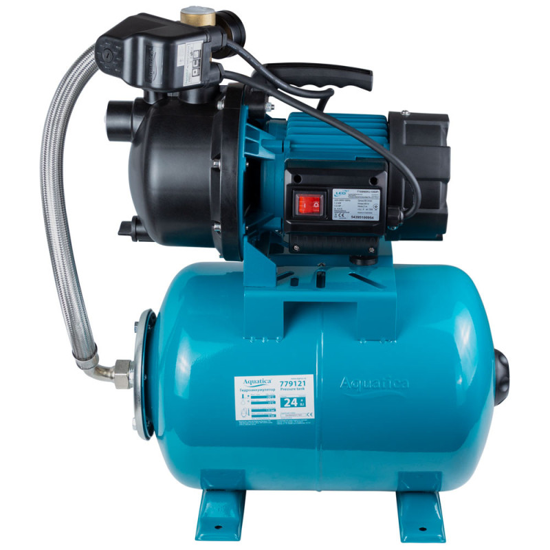 AquaticaLEO Станция 1.2КВт Hmax 48м Qmax 80л/мин пластик (самовсасывающий насос) 24л Украина EKJ-1202PA5/RUS (775309/24)