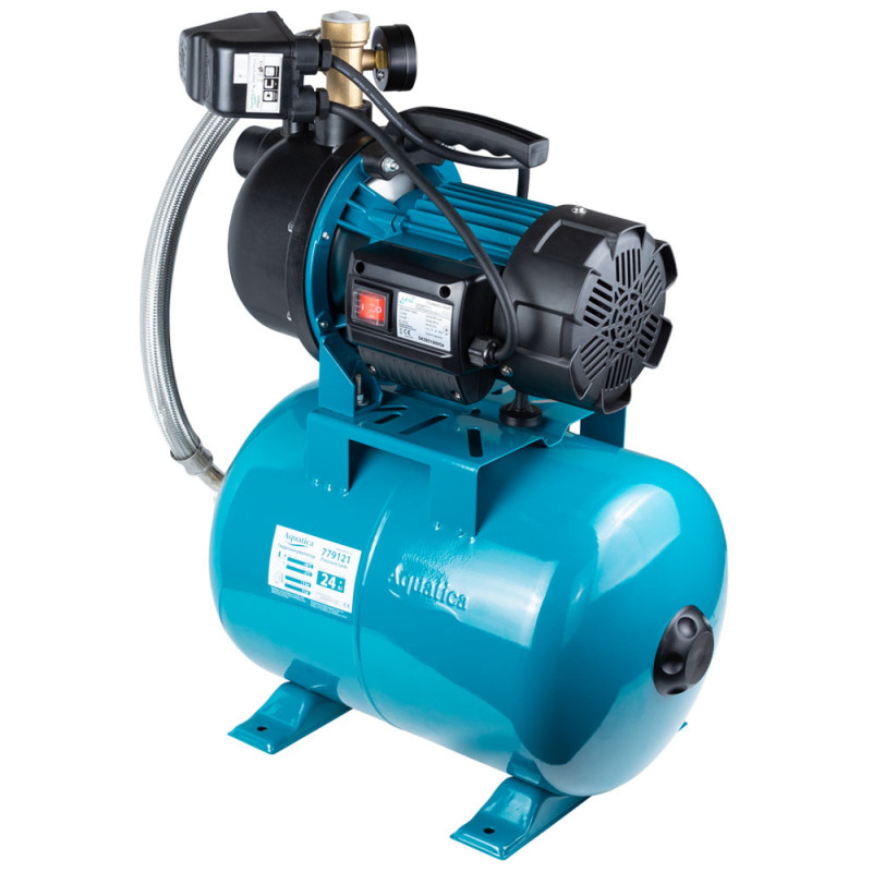 AquaticaLEO Станция 1.2КВт Hmax 48м Qmax 80л/мин пластик (самовсасывающий насос) 24л Украина EKJ-1202PA5/RUS (775309/24)