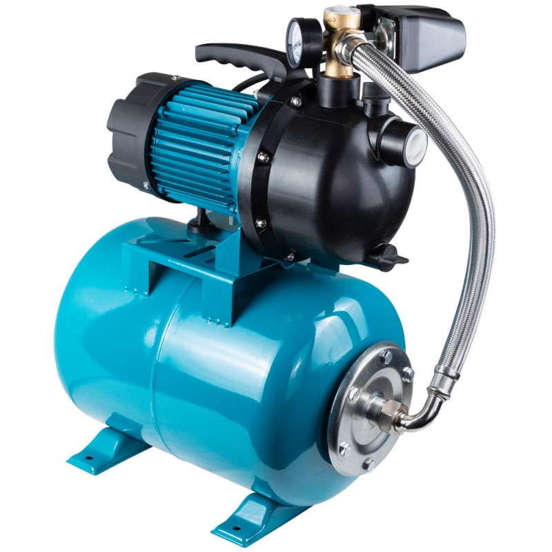 AquaticaLEO Станция 1.2КВт Hmax 48м Qmax 80л/мин пластик (самовсасывающий насос) 24л Украина EKJ-1202PA5/RUS (775309/24)