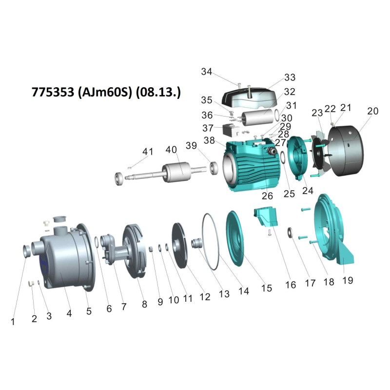 Leo Насос центробежный всасывающий 0.75кВт Hmax 47м Qmax 55л/мин (нерж) 3.0 AJm75S (775354)