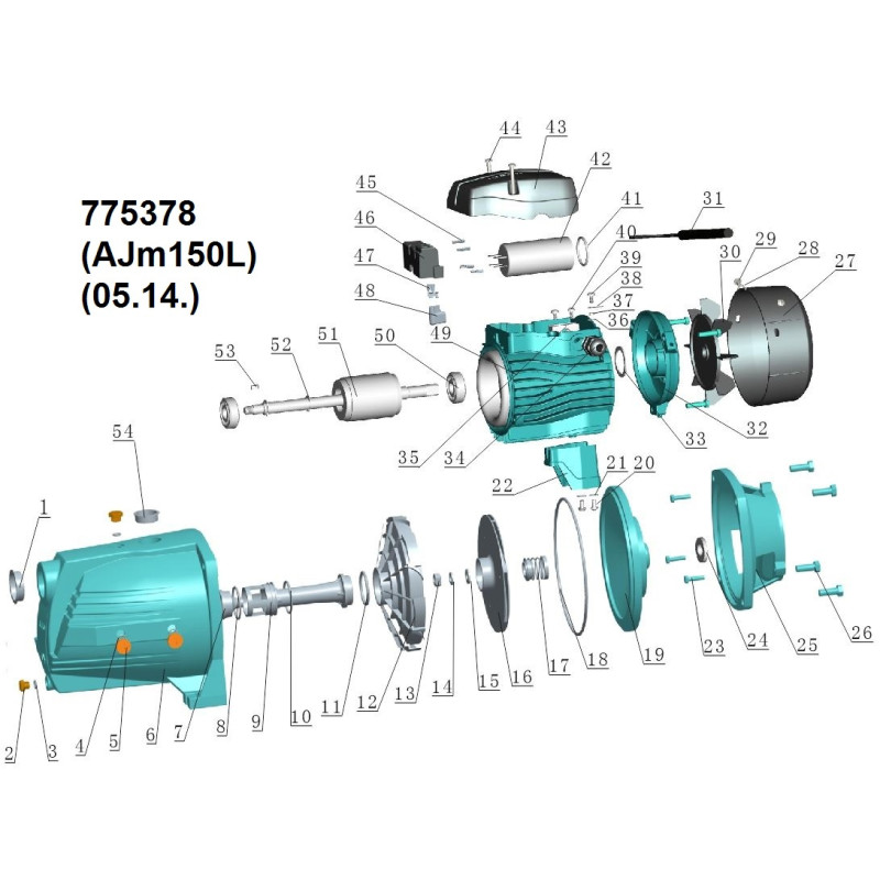Leo Насос центробежный самовсасывающий 1.5кВт Hmax 54м Qmax 140л/мин 3.0 AJm150L (775378)