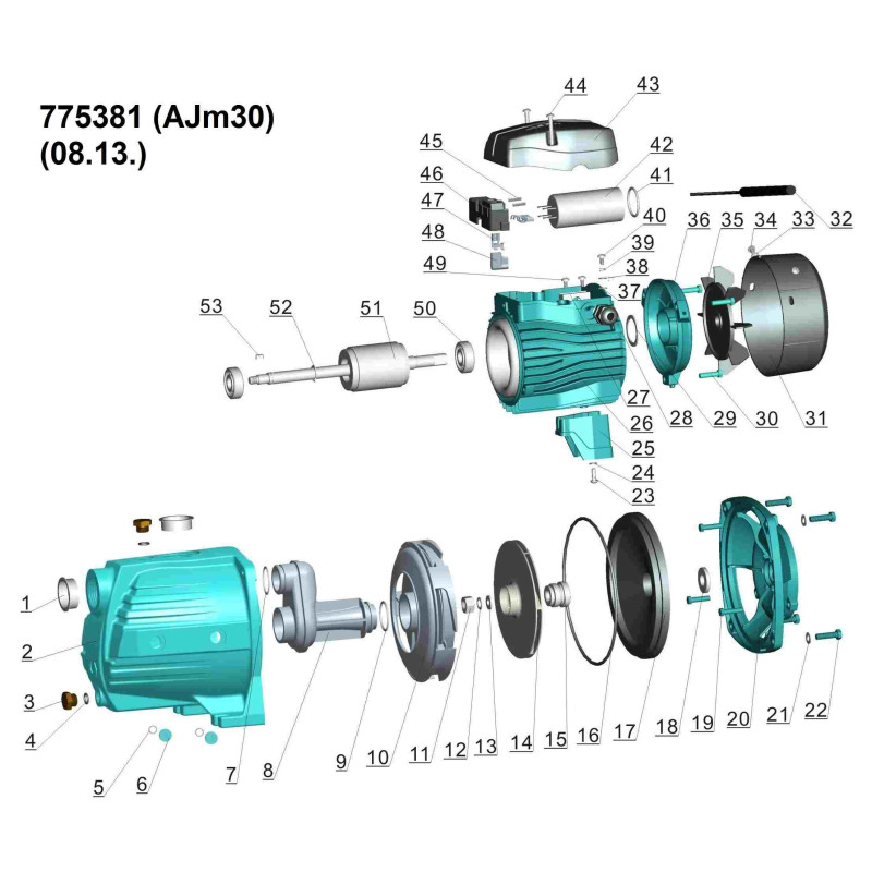 Leo Насос центробежный самовсасывающий 0.3кВт Hmax 35м Qmax 45л/мин 3.0 AJm30 (775381)