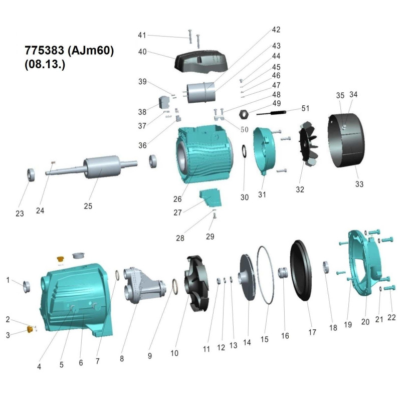 Leo Насос центробежный самовсасывающий 0.6кВт Hmax 45м Qmax 45л/мин 3.0 AJm60 (775383)