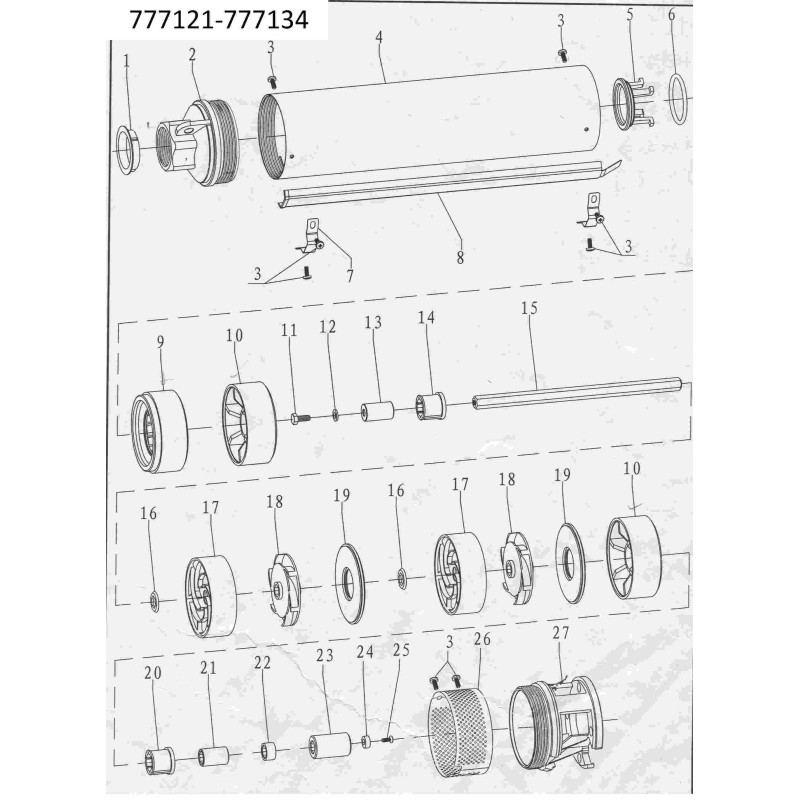 Dongyin Насос центробежный 2.2кВт H 267(210)м Q 55(33)л/мин Ø102мм (с 2х ЧАСТЬ) AQUATICA () 4SDm2/38 (777128)