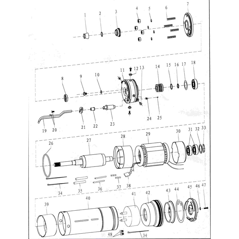Dongyin Насос центробежный 2.2кВт H 267(210)м Q 55(33)л/мин Ø102мм (с 2х ЧАСТЬ) AQUATICA () 4SDm2/38 (777128)