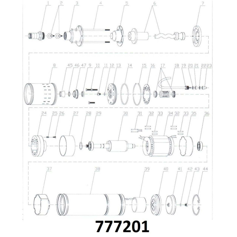 Dongyin Насос скважинный шнековый 0.37кВт H 130(65)м Q 20(13.3)л/мин Ø75мм (нерж) AQUATICA () 3QGD0.8-50-0.37 (777201)