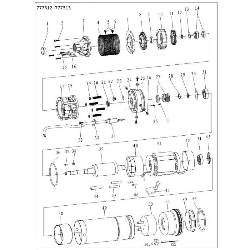 Dongyin Вихревой насос скважинный 1.1кВт H 100(38)м Q 45(30)л/мин Ø96мм AQUATICA () 4SKm150 (777312)