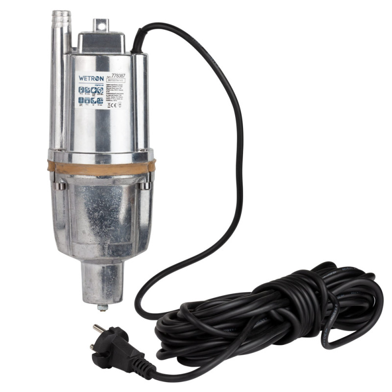 WETRON Насос вибрационный 0.25кВт H 75м Q 18л/мин Ø100мм 10м кабеля нижний вход WVM60-1 (778387)