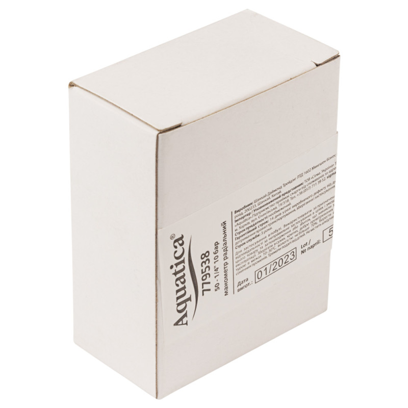 Aquatica Манометр радіальний 0-10 бар 50мм (779538)