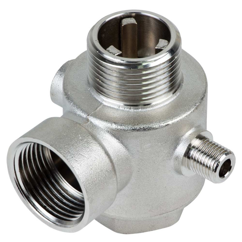 Aquatica З'єднувач п'ятививідний +зворотний клапан 80мм M1"×F1"×F1"×M1/4"×F1/4" Silver 480г (779601)