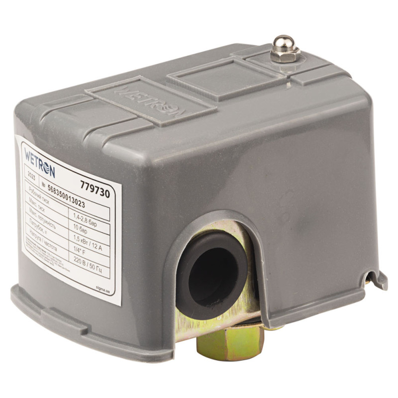 WETRON Реле давления 1.5кВт 1.4-2.8 бар прямоуг (гайка) (779730)