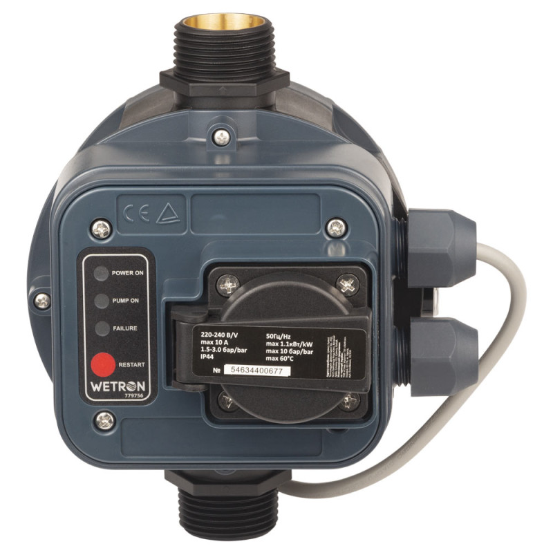 WETRON Контроллер давления электронный 1.1кВт Ø1" + розетка DSK-8.2 (779756)