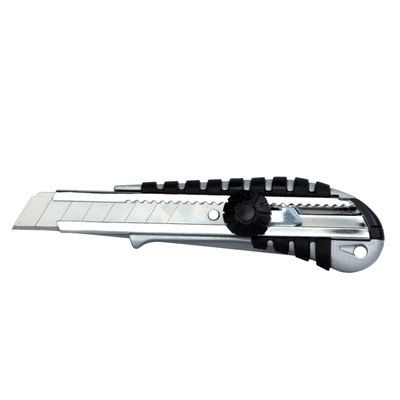 SIGMA Нож строительный (корпусметалл/резина) лезвие 18мм винтовой замок (8211051)