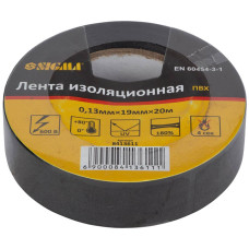 SIGMA Изолента ПВХ (черная) 0.13мм×19мм×20м (8413611)