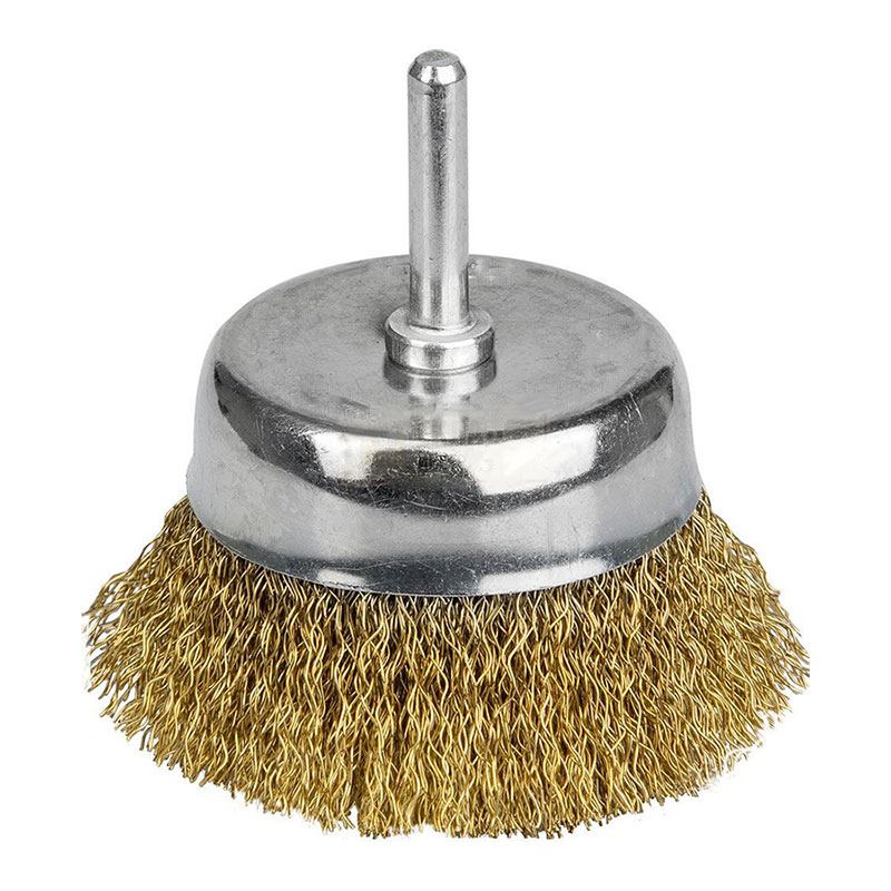 SIGMA Щетка проволочная чашевидная Ø75мм хвостовик Ø6мм (латунированная) (9015071)