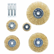 Grad Набор проволочных щеток 5шт Ø25; 38; 50; 65; 75мм хвостовик Ø6мм (латунированная) (9029025)