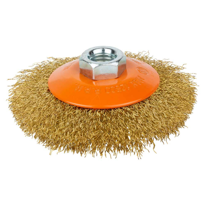 Grad Щетка проволочная конусообразная Ø100мм М14×2 мм (латунированная) (9035105)