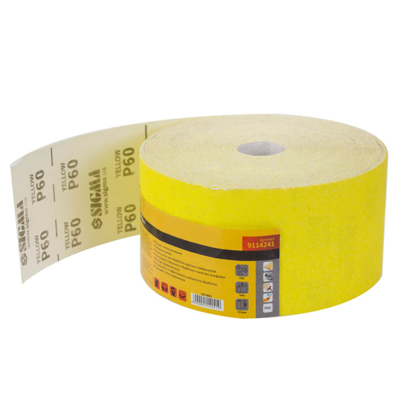 SIGMA Шлифовальная бумага рулон 115мм×50м P60 (9114241)