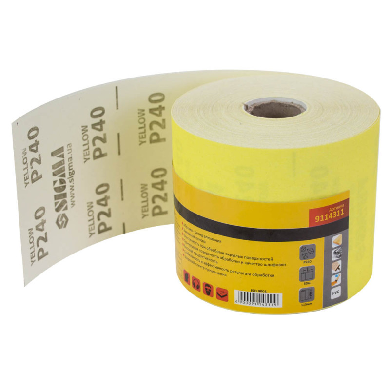 SIGMA Шлифовальная бумага рулон 115мм×50м P240 (9114311)