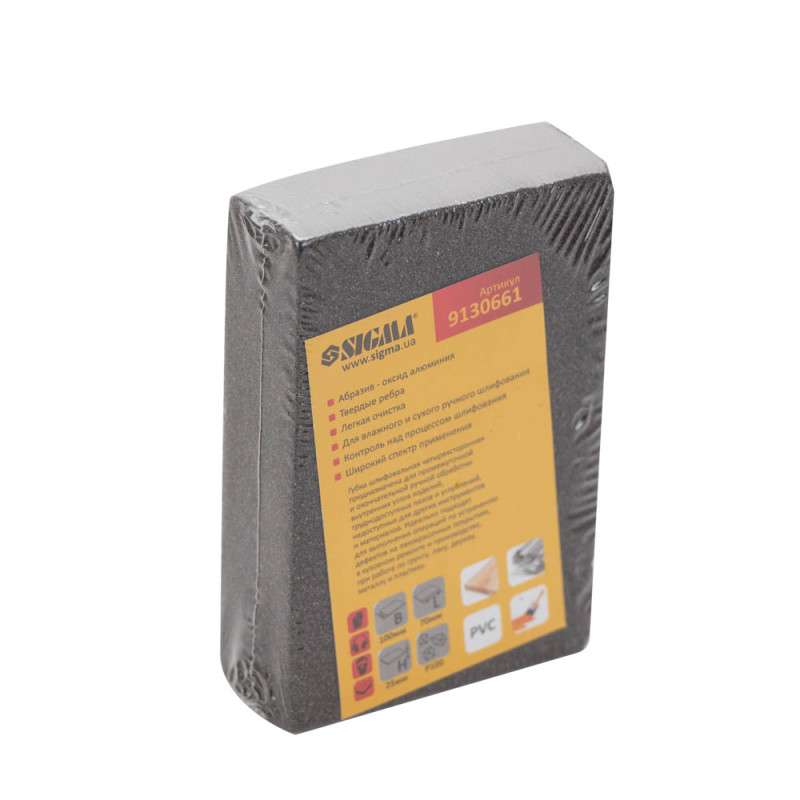 SIGMA Губка шлифовальная четырехсторонняя 100×70×25мм P100 (9130661)