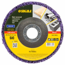 SIGMA Круг зачистный из нетканого абразива (коралл) Т27 Ø125×22.23мм фиолетовый жесткий (9176661)
