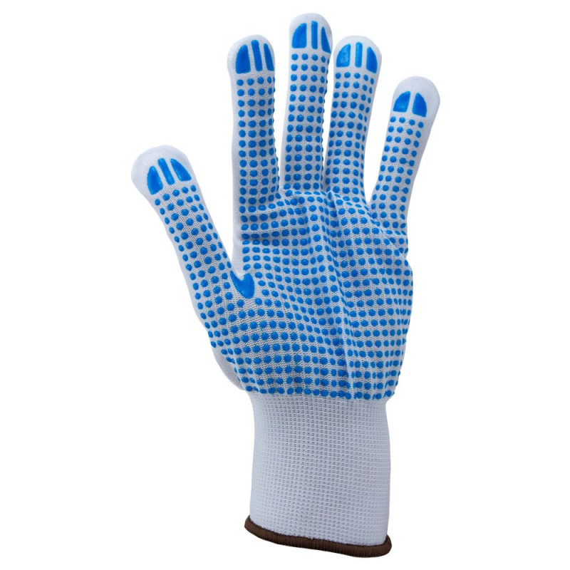 SIGMA Перчатки трикотажные с точечным ПВХ покрытием р8 (белые, манжет) КРАТНО 12 парам (9442411)