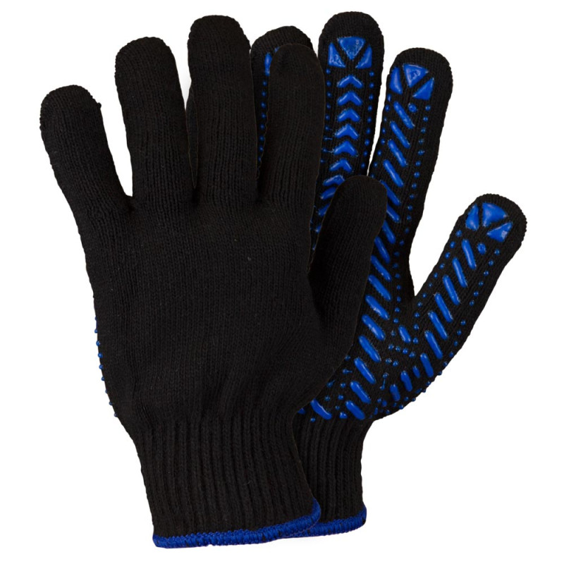 SIGMA Перчатки трикотажные с ПВХ точкой р10 Актив (черные) (9442471) (12 пара)