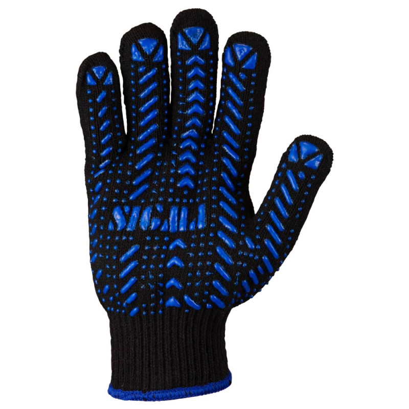 SIGMA Перчатки трикотажные с ПВХ точкой р10 Актив (черные) (9442471) (12 пара)