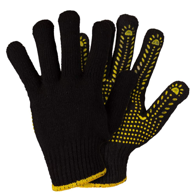 SIGMA Перчатки трикотажные с точечным ПВХ покрытием р10 Универсал (черные) (9442651) (12 пара)