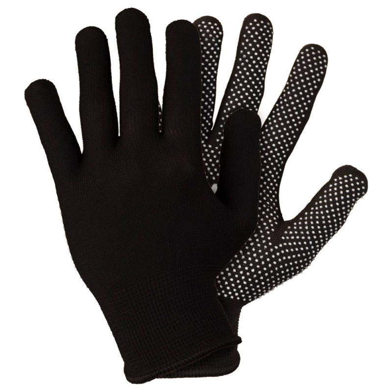 SIGMA Перчатки трикотажные с точечным ПВХ покрытием р8 Микроточка (черные) КРАТНО 12 парам (9442941) (12 пара)