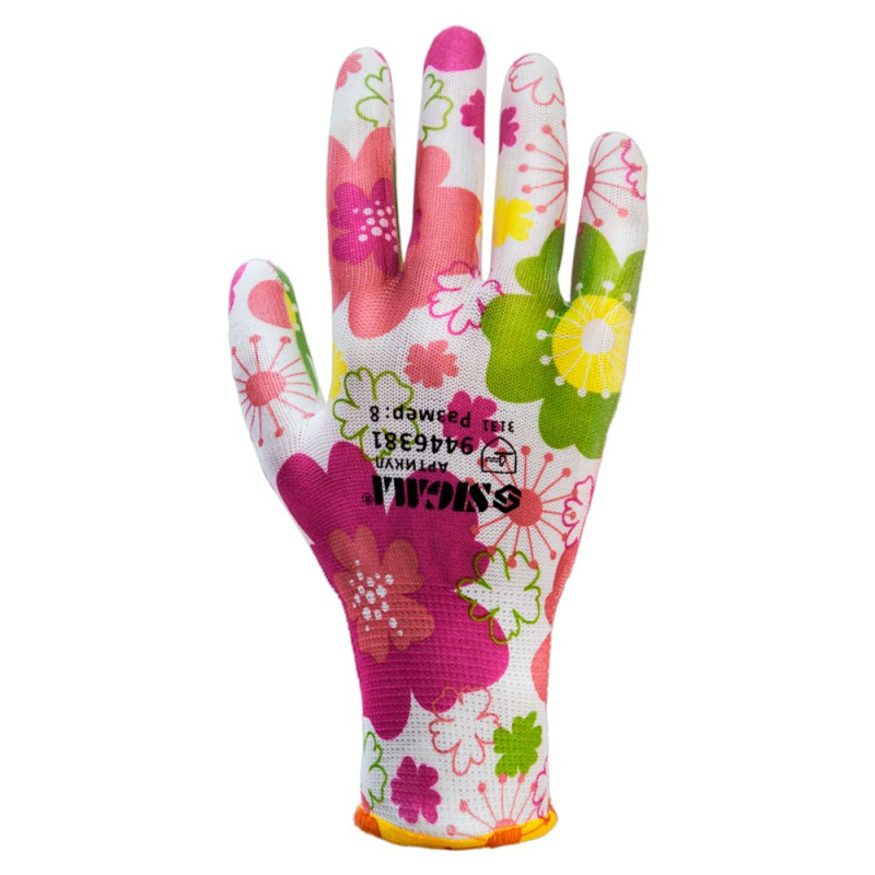 SIGMA Перчатки с ПУ покрытием (белые, манжет) (9446381)