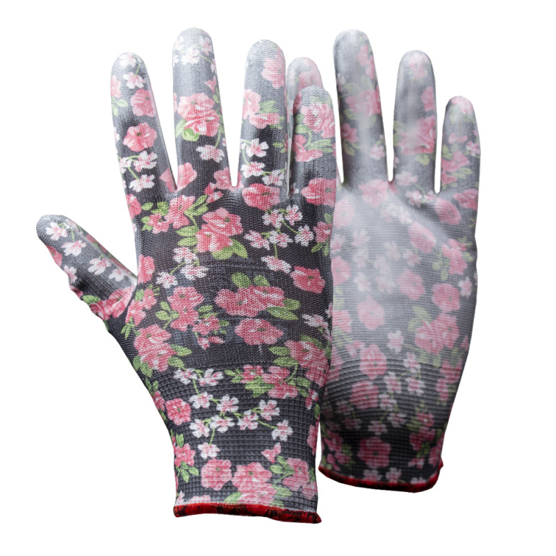 SIGMA Перчатки трикотажные с частичным ПУ покрытием р7 (черные, манжет) (9446481)