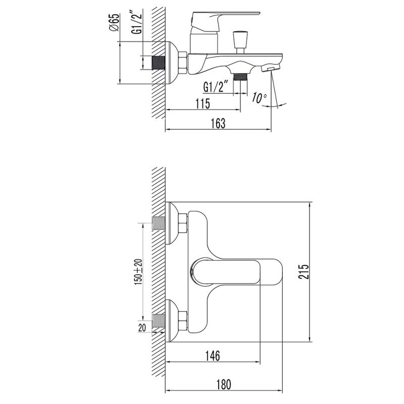 Corso Змішувач BRACCIANO Ø35 для ванни литий CF-1C136C (9617200)