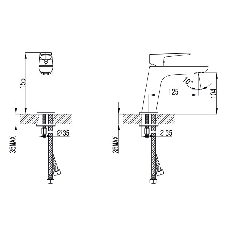 Corso Змішувач LUGANO Ø26 для раковини литий на шпильці (CH-2A147C) (9620000)