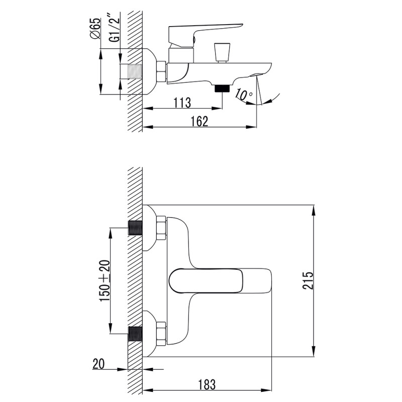 Corso Змішувач LUGANO Ø25 для ванни литий CH-1C147C (9620200)