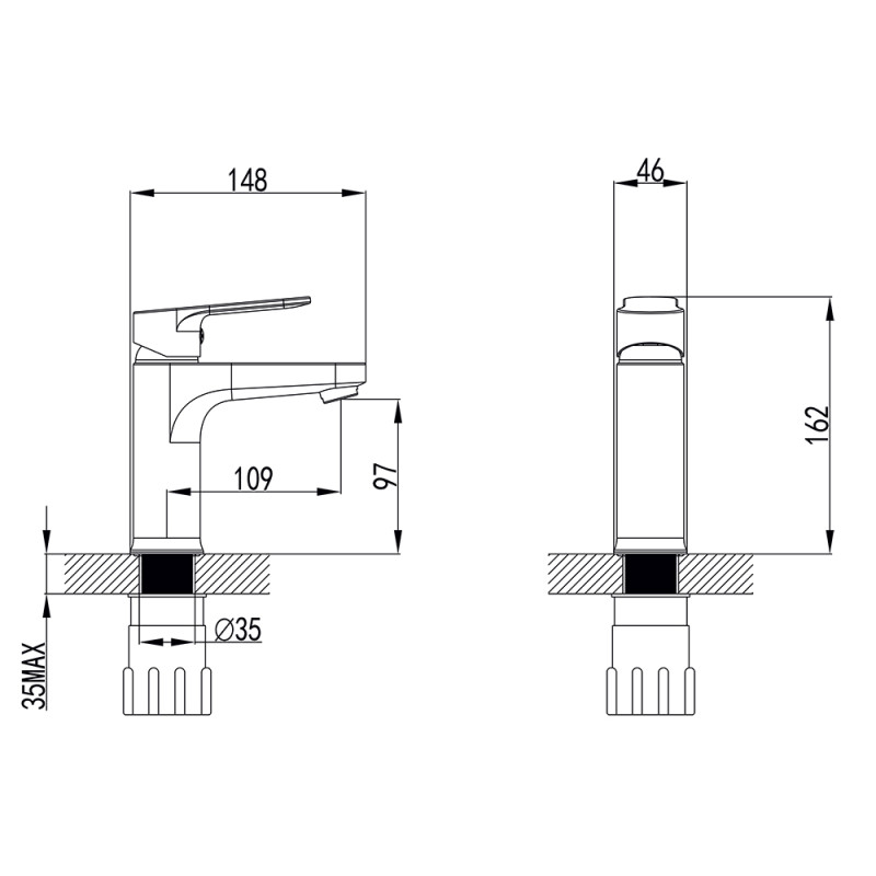 Corso Змішувач MARMORE Ø35 для раковини литий на гайці (DB-1A138C) (9623000)