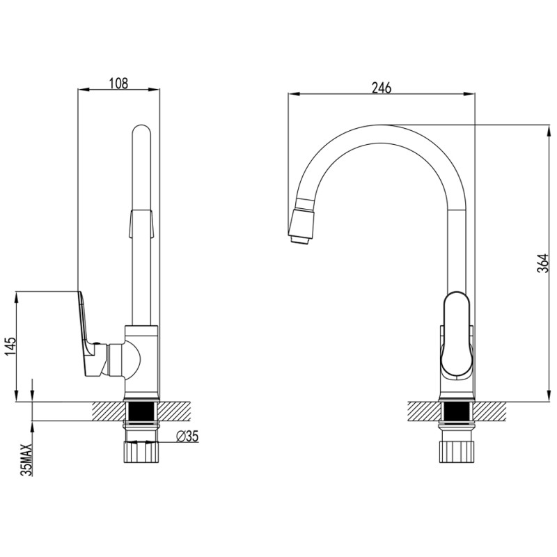 Corso Змішувач MARMORE Ø35 для кухні J-излив на гайці 9623100 (DB-4B138C)