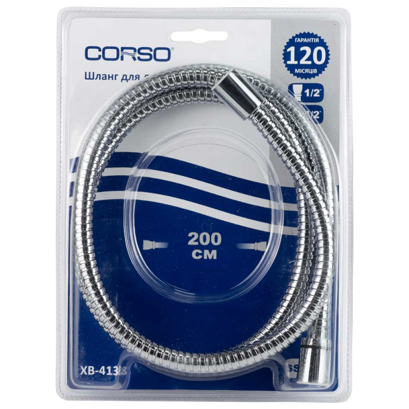 Corso Шланг для душа ½" хромований з підшипником 200см XB-4138 (9691913)