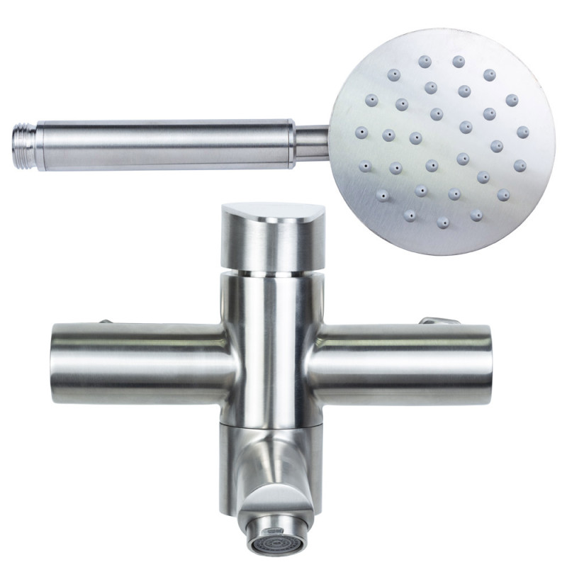 AQUATICA Змішувач HT Ø35 для ванни гусак прямий 100мм дивертор вбудований картріджний SS T-2C171P (9719211)