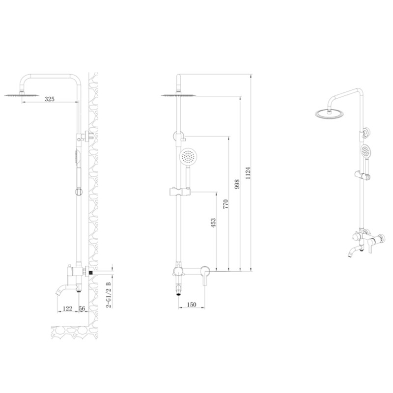 AQUATICA Душова система s19 з картриджним змішувачем SS (9719411)