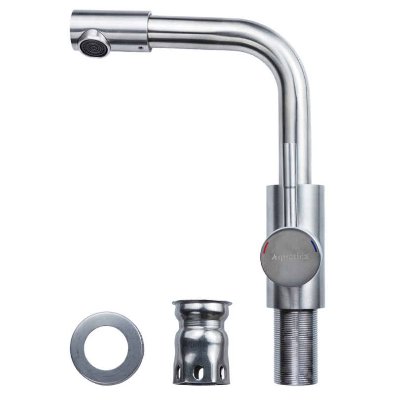 AQUATICA Змішувач KT Ø35 для раковини Г-гусак на гайці SS KT-1A370P (9722021)