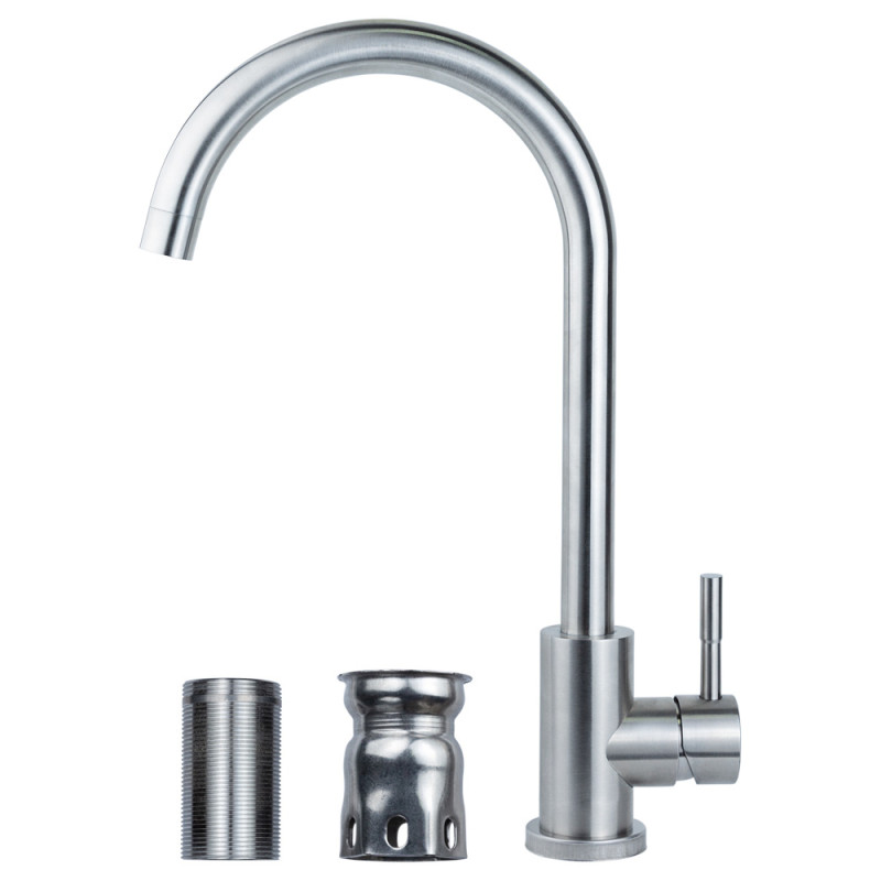 AQUATICA Змішувач KT Ø35 для кухні гусак вухо на гайці SS KT-4B170P (9722101)