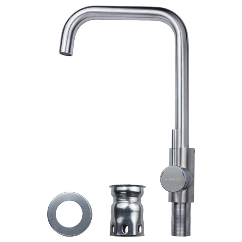 AQUATICA Змішувач KT Ø35 для кухні Г-гусак на гайці SS KT-4B270P (9722111)