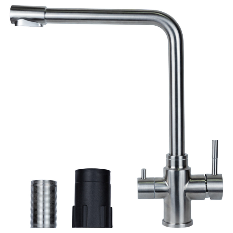 AQUATICA Змішувач KT Ø35 для кухні гусак з виходом для питної води на гайці SS KT-4B770P (9722121)