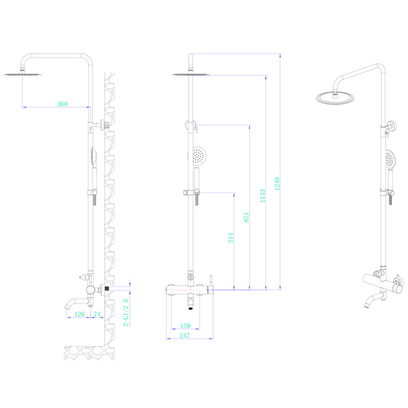 AQUATICA Душова система s22 з картриджним змішувачем SS (9722401)