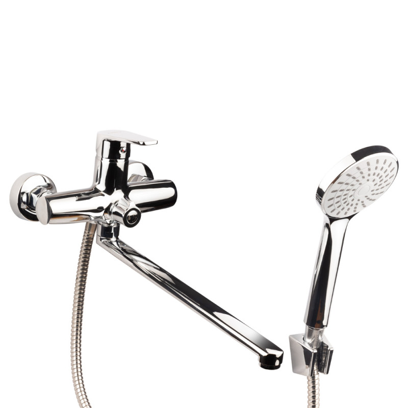 AQUATICA Змішувач s30 Ø35 для ванни излив прямий 350мм дивертор вбудований картриджний (9730220)