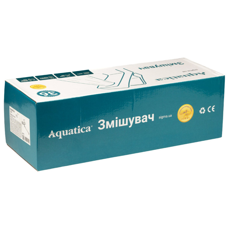 AQUATICA Змішувач s30 Ø35 для ванни излив прямий 350мм дивертор вбудований картриджний (9730220)